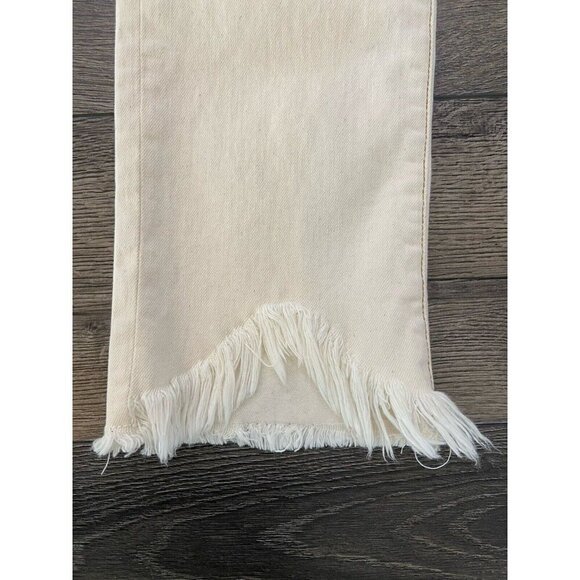 Jonathan Simkhai Jeans Straight Fringe Raw Hem Cream Size 24 - Picture 4 of 6